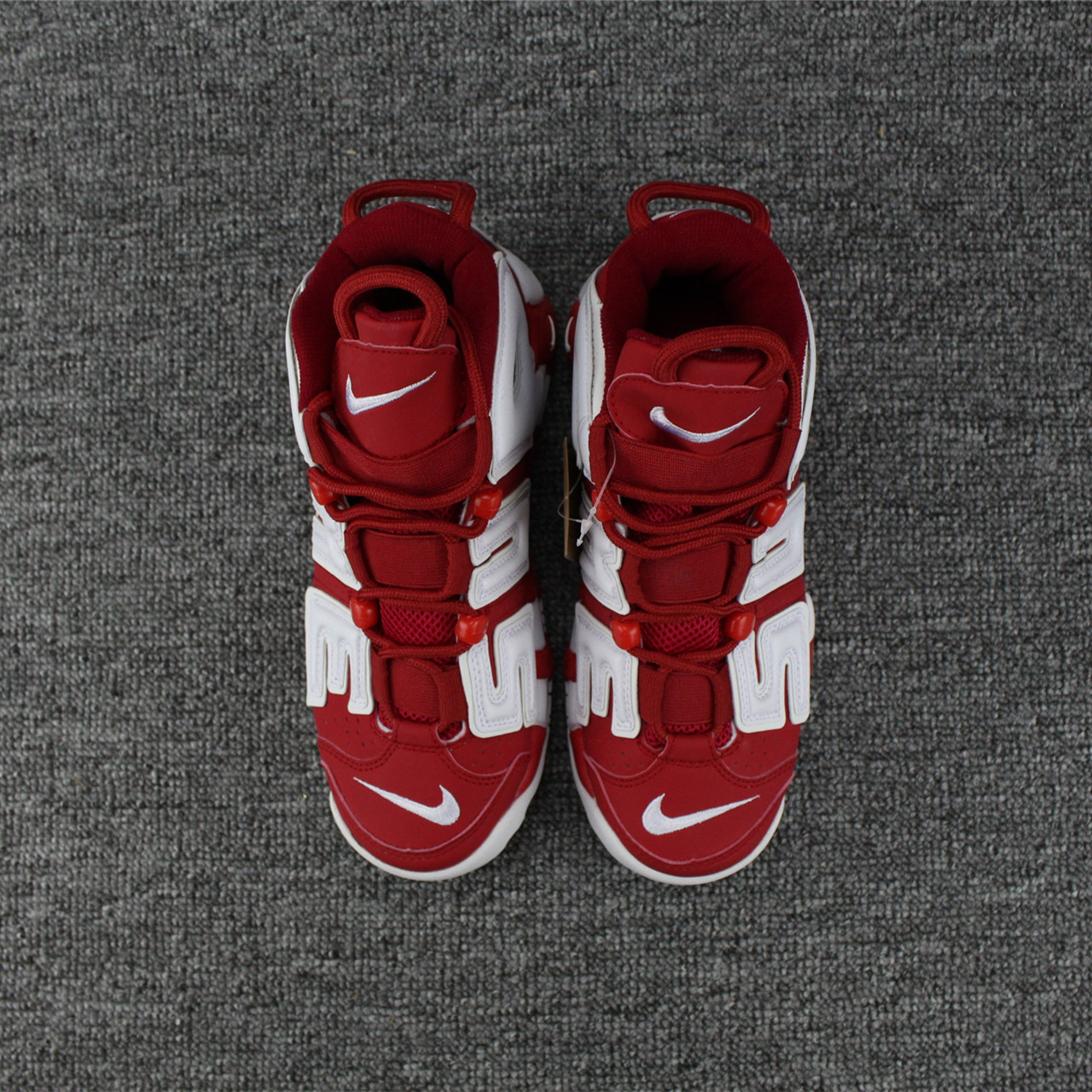 Supreme Nike Air More Uptempo White Red Shoes